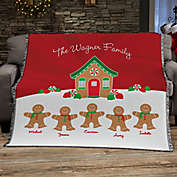 Gingerbread Family 56-Inch x 60-Inch Personalized Blanket