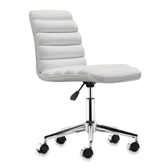 Zuo Modern Faux Leather Swivel Office Chair In White Bed Bath