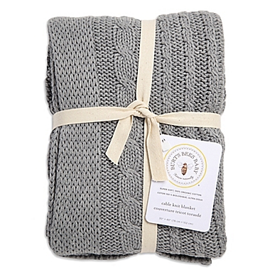 Burt&#39;s Bees Baby&reg; Organic Cotton Cable Knit Blanket in Heather Grey. View a larger version of this product image.