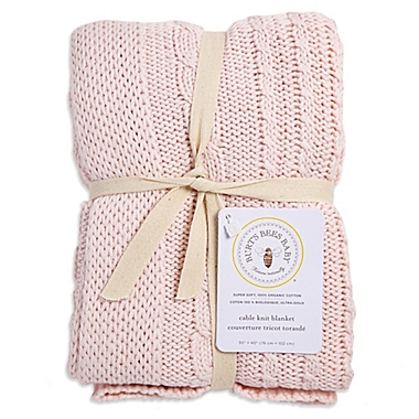 Burt&#39;s Bees Baby&reg; Organic Cotton Cable Knit Blanket in Blossom. View a larger version of this product image.