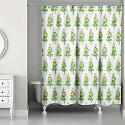 Designs Direct Watercolor Christmas Tree Shower Curtain in Green