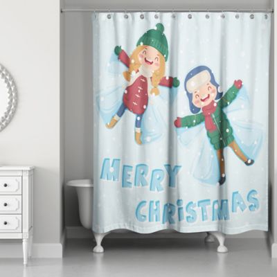 Designs Direct Snow Angels Shower Curtain in Blue