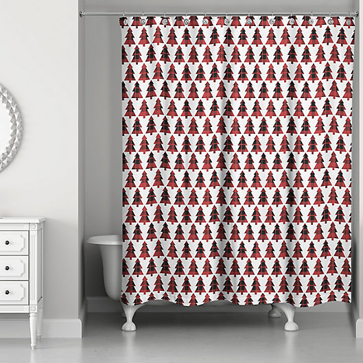 Alternate image 1 for Designs Direct Plaid Tree Shower Curtain in Red