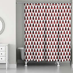 Designs Direct Plaid Tree Shower Curtain in Red