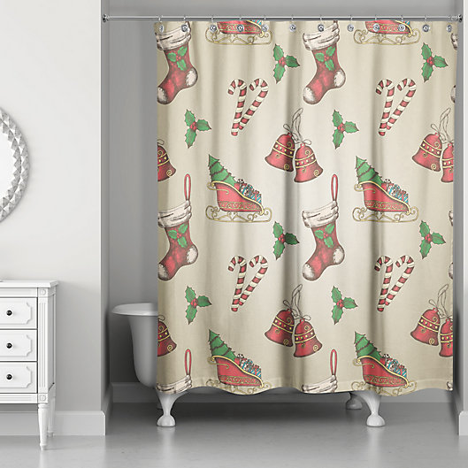 Alternate image 1 for Designs Direct Vintage Christmas Shower Curtain