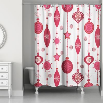 Designs Direct Ornaments 71-Inch x 74-Inch Shower Curtain in Red