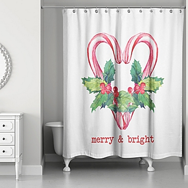 Designs Direct Merry and Bright Candy Canes 71-Inch x 74-Inch Shower Curtain. View a larger version of this product image.