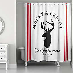 Designs Direct Merry and Bright Reindeer 71-Inch x 74-Inch Shower Curtain