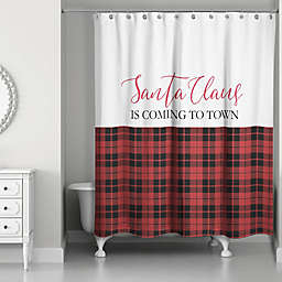 Designs Direct Santa Claus is Coming to Town 71-Inch x 74-Inch Shower Curtain in Red