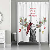 Designs Direct Christmas Moose Shower Curtain in Red