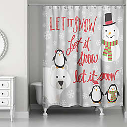 Designs Direct "Let It Snow" Winter Friends Shower Curtain in Grey