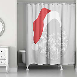 Designs Direct Santa's Christmas Word Beard Shower Curtain in Grey
