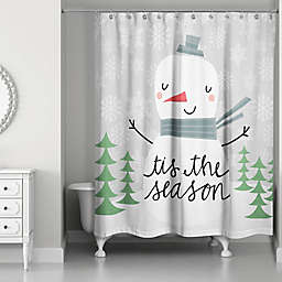 Designs Direct Tis The Season Snowman Shower Curtain in Grey