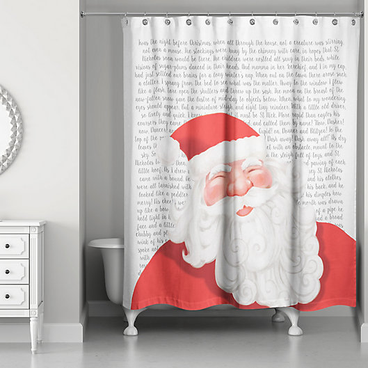 Alternate image 1 for Designs Direct Twas the Night Before Santa Shower Curtain in Red