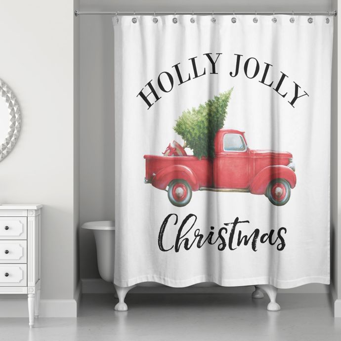 Vintage Christmas Truck 71 Inch X 74 Inch Shower Curtain Bed
