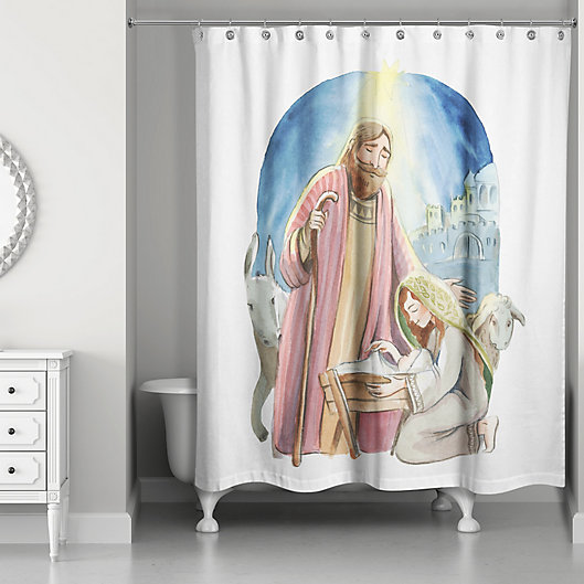 Alternate image 1 for Watercolor Nativity 71-Inch x 74-Inch Shower Curtain
