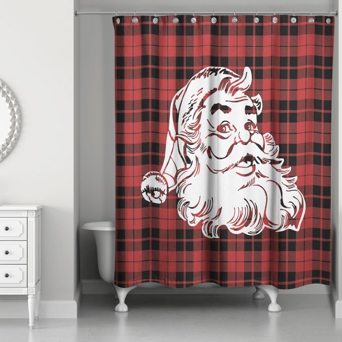 Plaid Santa 71-Inch x 74-Inch Shower Curtain in Red | Bed ...