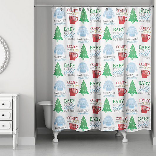 Alternate image 1 for Christmas Word 71-Inch x 74-Inch Shower Curtain