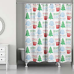 Christmas Word 71-Inch x 74-Inch Shower Curtain
