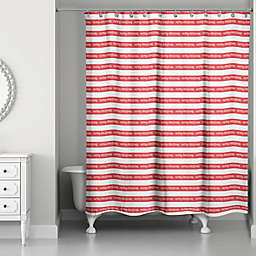 Merry Christmas Stripes 71-Inch x 74-Inch Shower Curtain