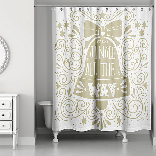 Alternate image 1 for Jinggle Bells 71-Inch x 74-Inch Shower Curtain in Gold