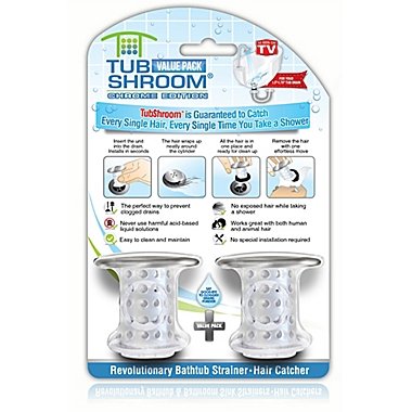 TubShroom&trade; 2-Pack Drain Hair Catcher in Chrome/Clear. View a larger version of this product image.