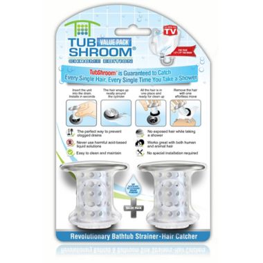 TubShroom&trade; 2-Pack Drain Hair Catcher in Chrome/Clear. View a larger version of this product image.