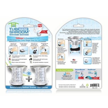 TubShroom&trade; 2-Pack Drain Hair Catcher in Chrome/Clear. View a larger version of this product image.