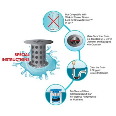 TubShroom&trade; 2-Pack Drain Hair Catcher in Chrome/Clear. View a larger version of this product image.