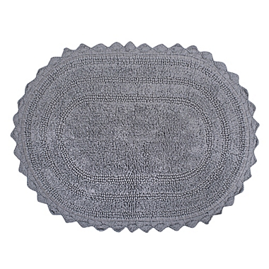 Design Imports Reversible Crochet 17&#39;&#39; x 24&#39;&#39; Round Bath Mat in Cameo Grey. View a larger version of this product image.
