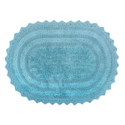 Design Imports Reversible Crochet 21, Oval Bath Rugs With Fringe