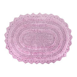 Design Imports Reversible Crochet 21'' x 32'' Round Bath Mat in Mauve