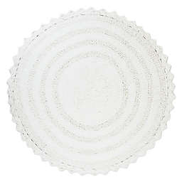 Design Imports Reversible Crochet 28'' Round Bath Mat in White