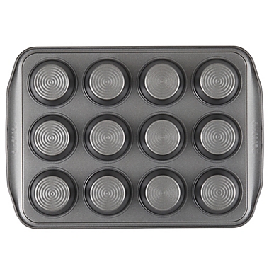 Circulon&reg; Total Non-Stick 12-Cup Muffin Pan in Grey. View a larger version of this product image.