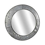 21.75-Inch Round Galvanized Metal Mirror in Silver