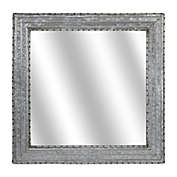 Thick Galvanized Metal 22-Inch Square Wall Mirror in Silver