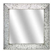 Galvanized Metal 22-Inch Square Wall Mirror in Silver