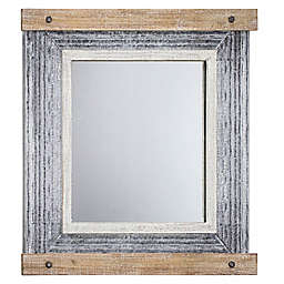 Rustic Wood and Metal 24.5-Inch x 25.75-Inch Rectangular Wall Mirror in Silver