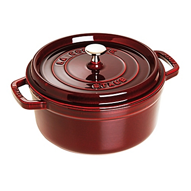 Staub 4 qt. Cast Iron Round French Cocotte in Dark Red. View a larger version of this product image.