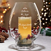 Holiday Message Engraved Hurricane Candle Holder