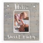 Alternate image 0 for Maiden Hello Baby 5-Inch x 7-Inch Photo Frame in Grey