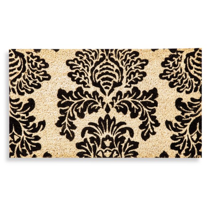 Black Damask Coir Door Mat Bed Bath Beyond