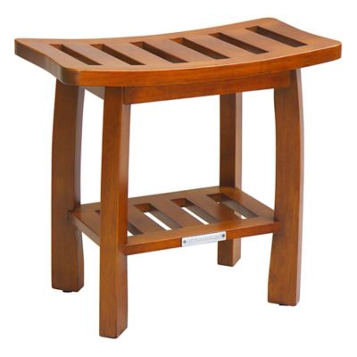 Teak Shower Bench Bed Bath Beyond, Wooden Shower Chair With Back
