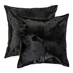 Torino Quattro Square Throw Pillows in Black (Set of 2)