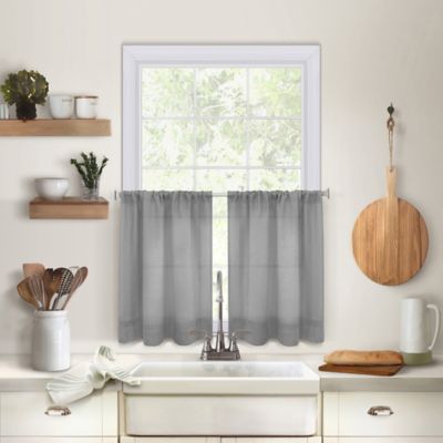 Top Window Donahue Kitchen Grommet Valance and 2-pk Tier Cafe Curtains Navy Blue 