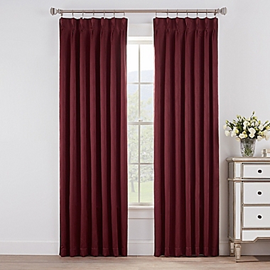 Marin 84-Inch Pinch Pleat Room Darkening Window Curtain Panel in Merlot (Single). View a larger version of this product image.