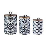 American Atelier Medallions 3-Piece Canister Set in Blue