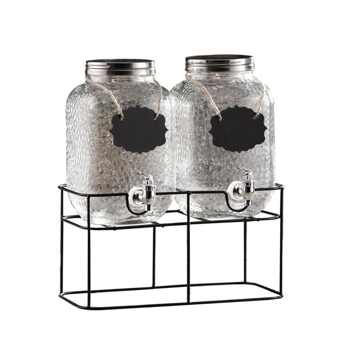 Style Setter Jacob Double Hammered Glass Beverage Dispensers with Stand