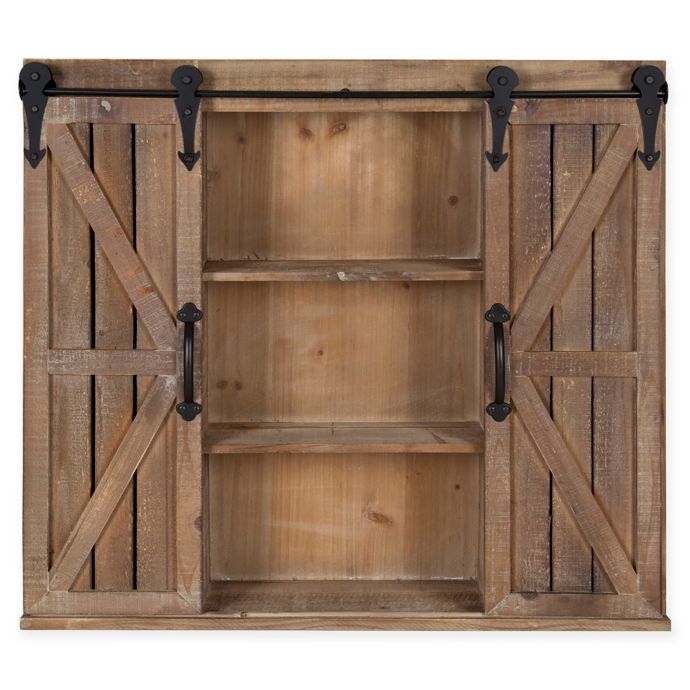 Cates Storage Cabinet with Barn Doors in Brown | Bed Bath ...