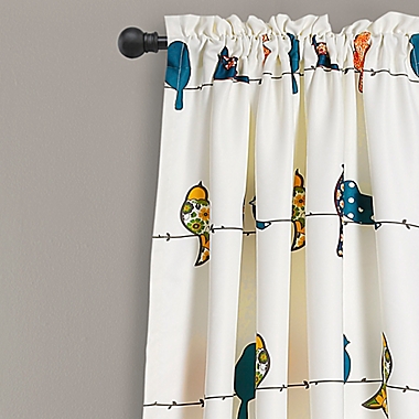 Lush Decor Rowley Birds 84-Inch Rod Pocket Room Darkening Window Curtain in Blue/Ivory (Set of 2). View a larger version of this product image.
